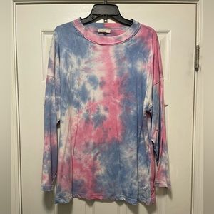 Plus Easel Tie Dye Long Sleeve Top